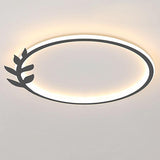 20 Inch Dimmable Black LED Flush Mount Ceiling Light with Decorative Leaf Edge Design