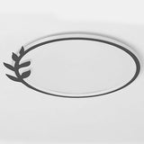 20 Inch Dimmable Black LED Flush Mount Ceiling Light with Decorative Leaf Edge Design