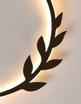 20 Inch Dimmable Black LED Flush Mount Ceiling Light with Decorative Leaf Edge Design