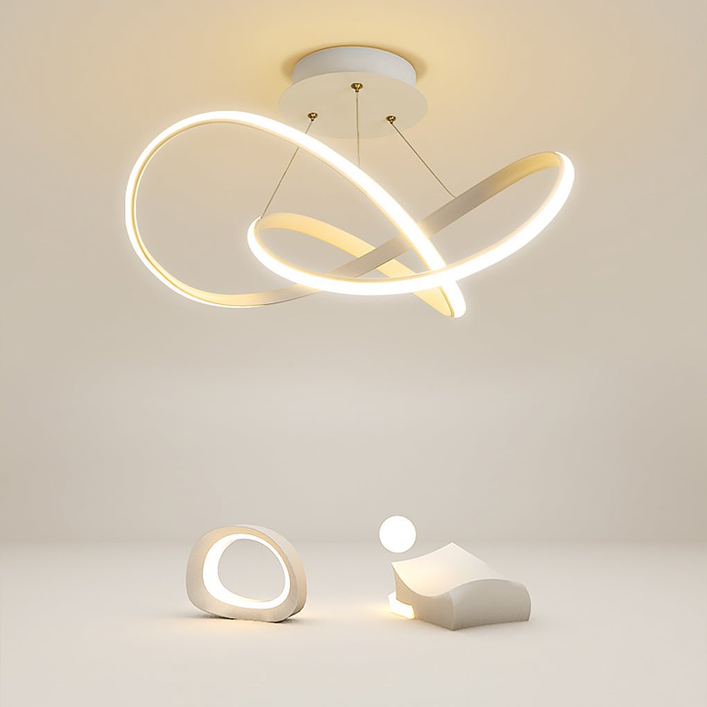 20 Inch Modern LED Ribbon Flush Mount Ceiling Light for Living Room Dimmable Lighting Fixture