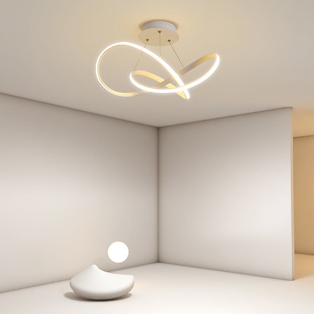 20 Inch Modern LED Ribbon Flush Mount Ceiling Light for Living Room Dimmable Lighting Fixture