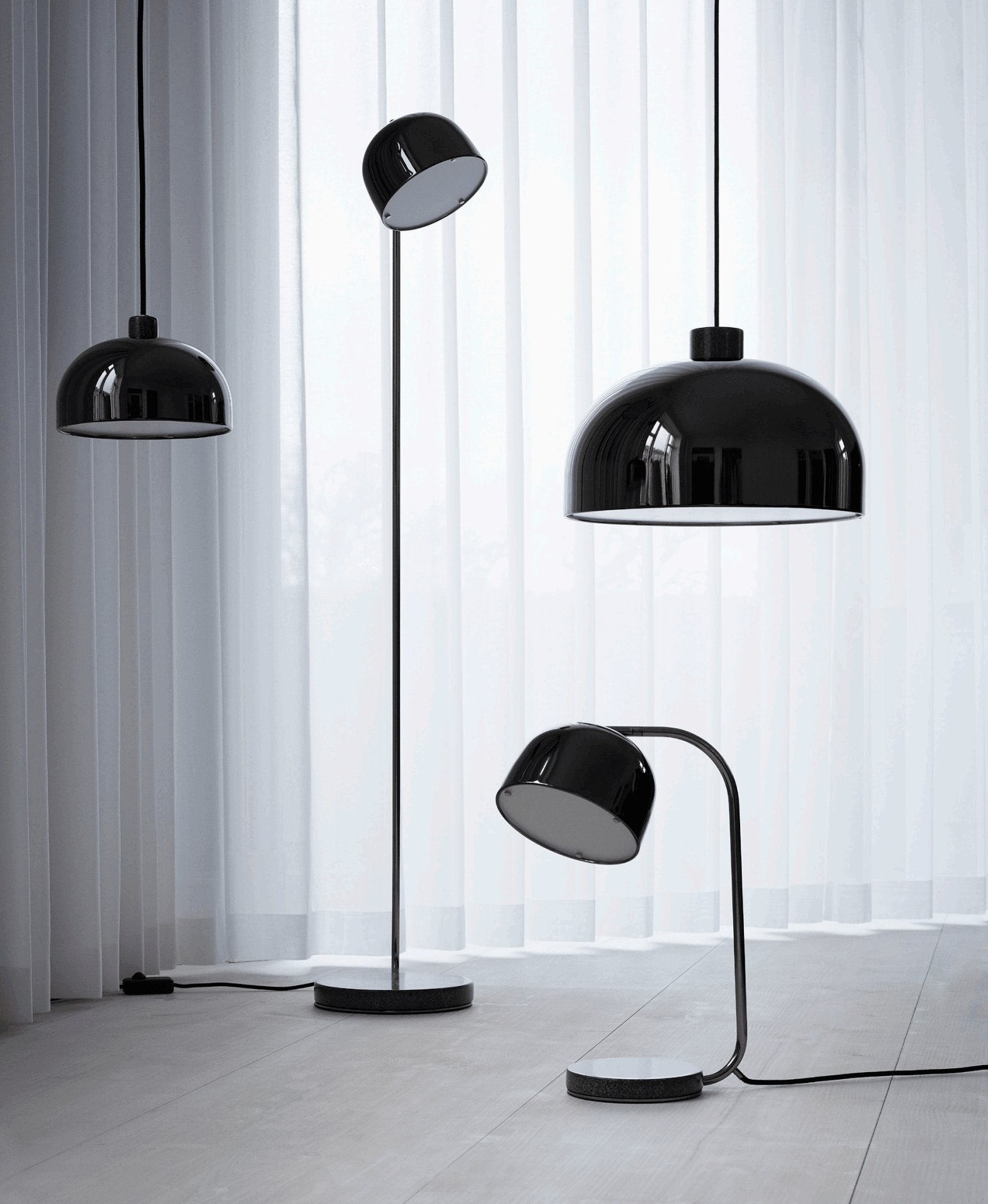 Modern Grant Tall Standing Floor Lamp with Granite Base and Adjustable Metal Shade