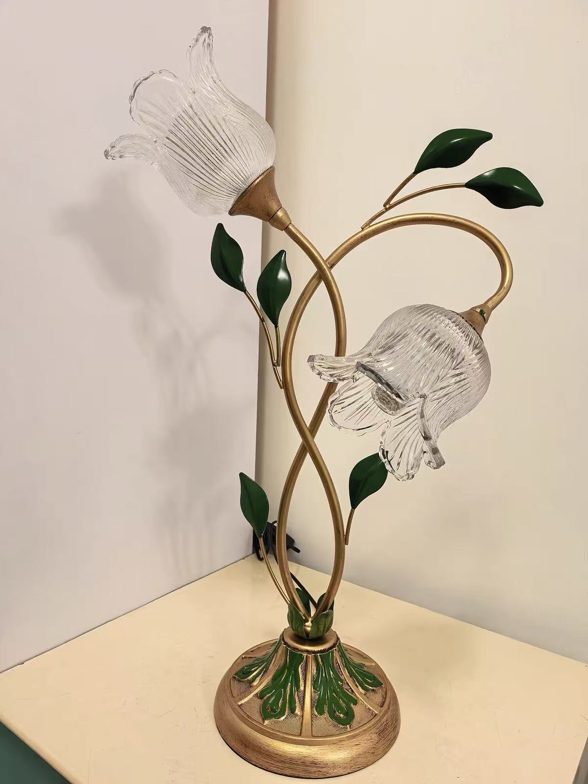 ALLO LIVING Dimmable Glass Floral Desk Lamp with Dual Lights