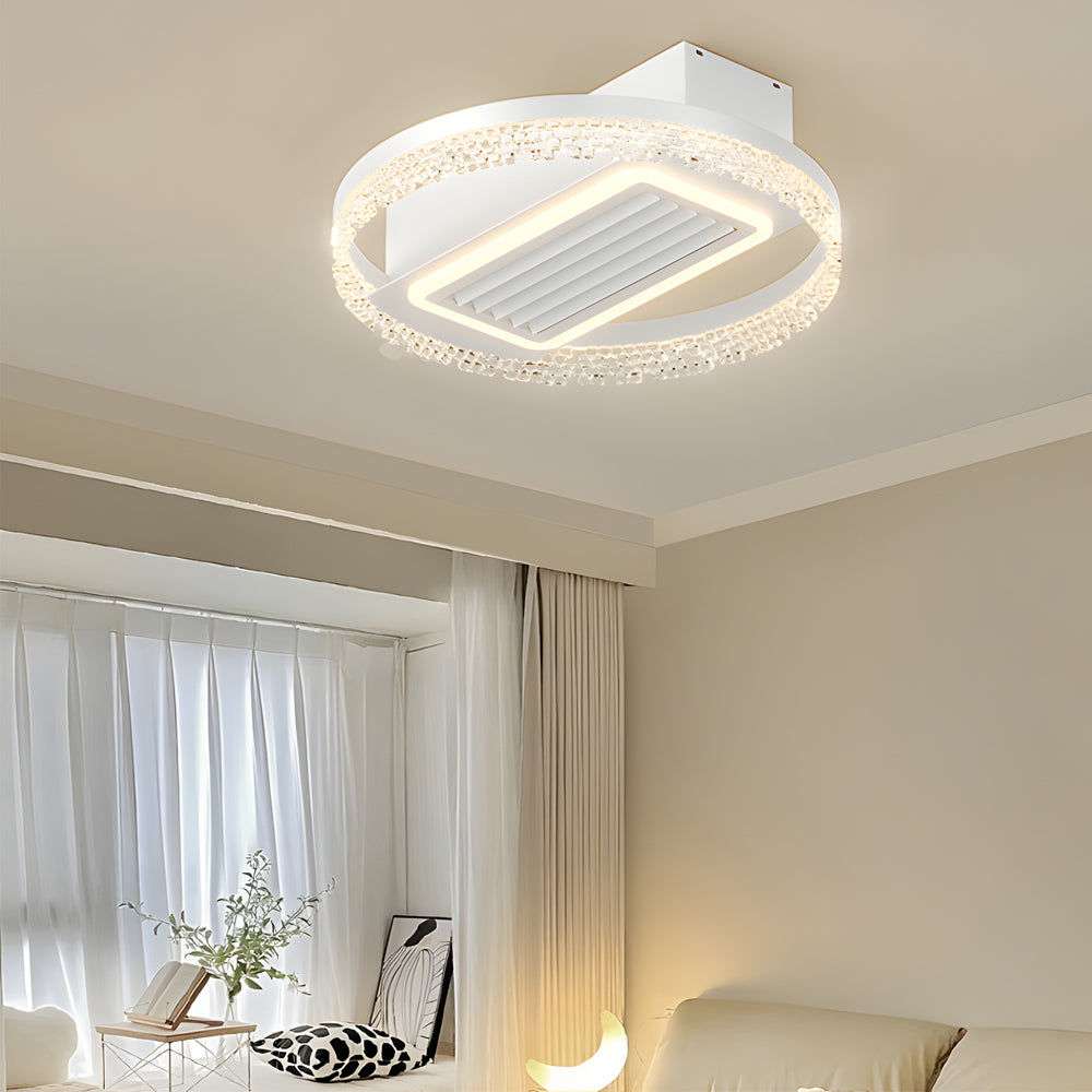 Nordic 19.7 Inch Low Profile Bladeless Ceiling Fan with Dimmable LED Light and 6 Speed Remote Control