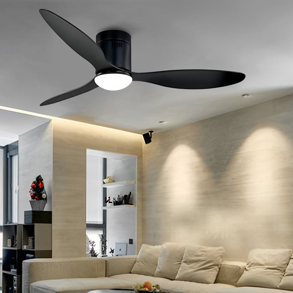 Modern 52 Inch Ceiling Fan with Dimmable LED Light and Remote 3 Blade Silent Motor Flush Mount
