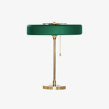 Mid Century Modern Spun Metal Table Lamp with Pull Chain and Opal Diffuser Accent