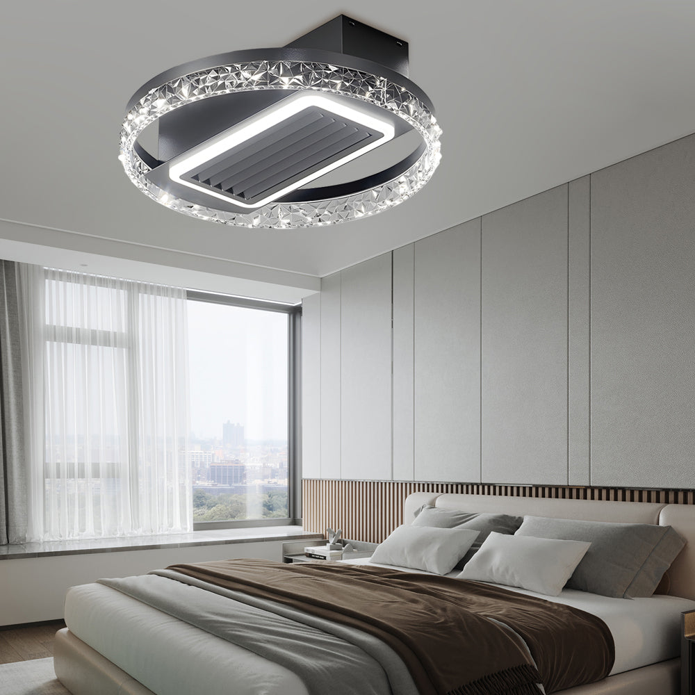 Nordic 19.7 Inch Low Profile Bladeless Ceiling Fan with Dimmable LED Light and 6 Speed Remote Control