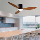 Modern 52 Inch Ceiling Fan with Dimmable LED Light and Remote 3 Blade Silent Motor Flush Mount
