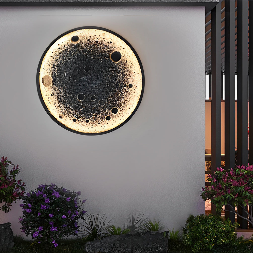 24 Inch Modern Round Moon Waterproof LED Outdoor Wall Light Fixture for Villa and Yard