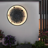 24 Inch Modern Round Moon Waterproof LED Outdoor Wall Light Fixture for Villa and Yard