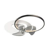 24 Inch Modern Circle LED Flush Mount Ceiling Fan with Dimmable Light and Remote Control