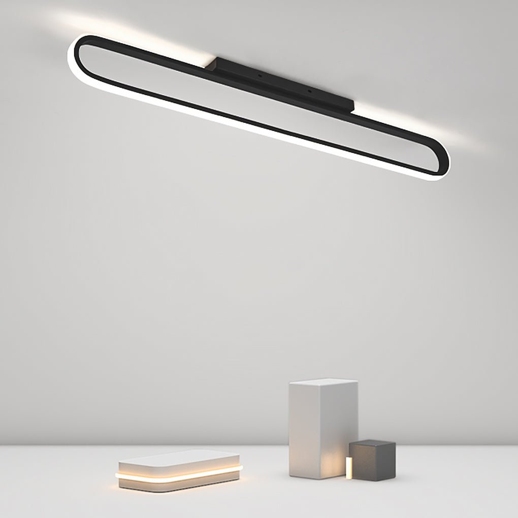 Modern 24 Inch Rectangular LED Flush Mount Ceiling Light and Wall Sconce in Black Finish