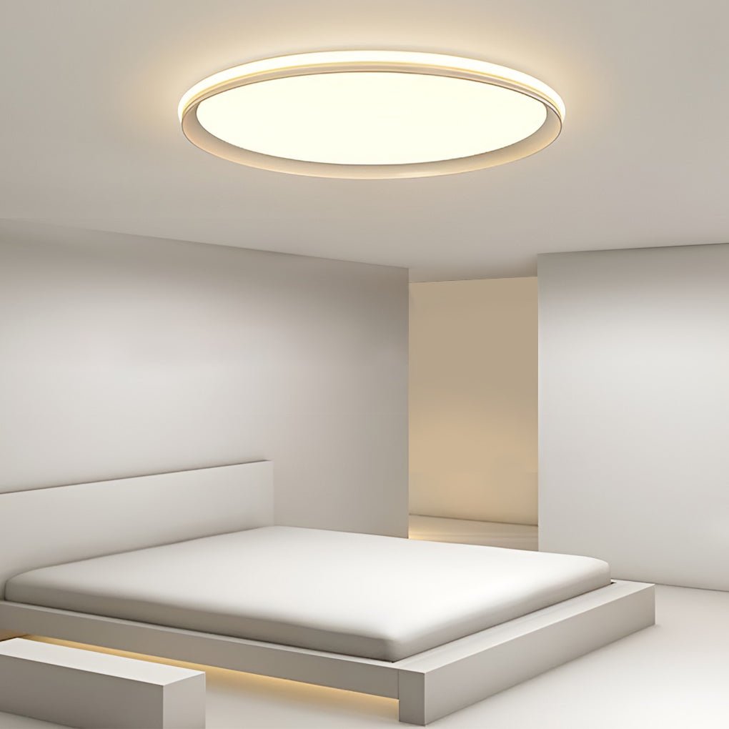 24 Inch Ultra Thin Round LED Flush Mount Ceiling Light Modern Dimmable White Aluminum Fixture