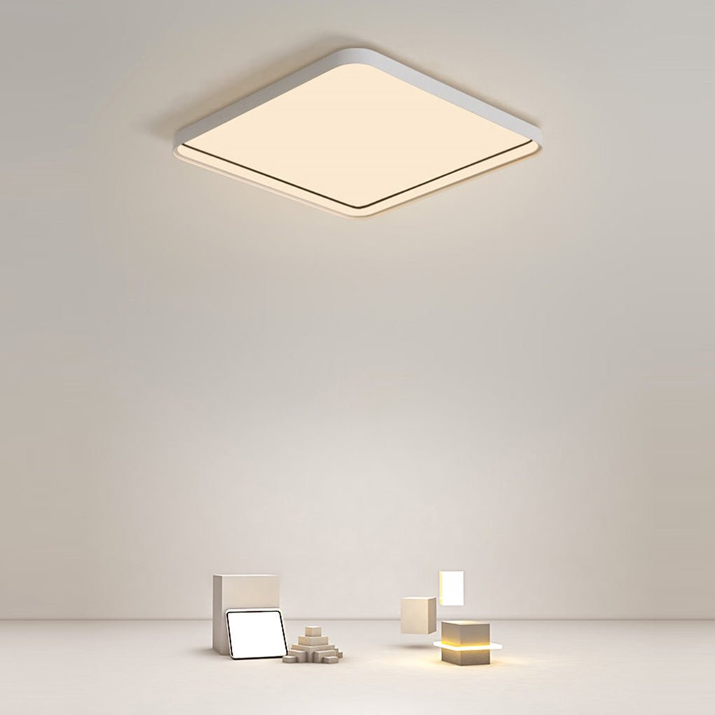 Modern Square LED Flush Mount Ceiling Light White Dimmable Geometric 24 Inch Fixture