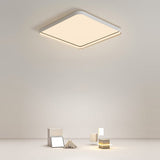 Modern Square LED Flush Mount Ceiling Light White Dimmable Geometric 24 Inch Fixture