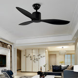 Modern 52 Inch Ceiling Fan with Dimmable LED Light and Remote 3 Blade Silent Motor Flush Mount