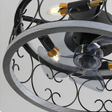 Retro Bladeless Ceiling Fan with 3 Color Dimmable LED Light and Remote Control
