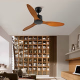 Modern 52 Inch Ceiling Fan with Dimmable LED Light and Remote 3 Blade Silent Motor Flush Mount