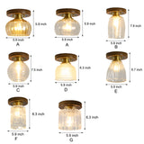 American Country Style Walnut Wood and Glass Flush Mount Ceiling Light Fixture