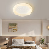 Modern Milky White LED Ceiling Light Round Flush Mount with 3 Step Dimming PE Shade