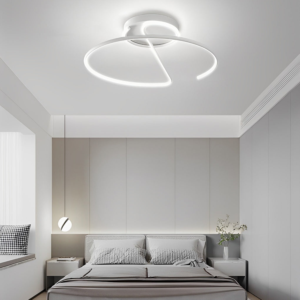 Dimmable Modern Geometric LED Ceiling Light Fixture Minimalist Flush Mount Metal Lighting for Bedrooms