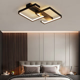 Geometric Square Frame Black LED Flush Mount Ceiling Lamp with Three Step Dimming Control