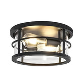 Modern Rustic Black Waterproof Outdoor Flush Mount Ceiling Light for Garden and Terrace