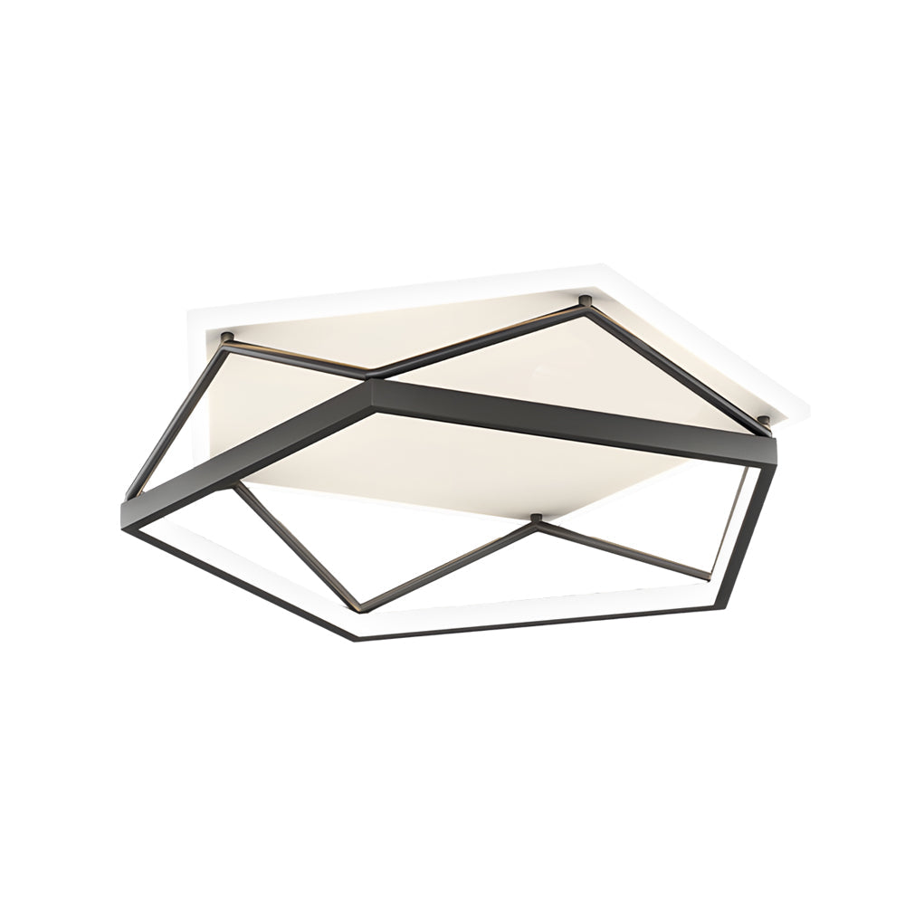 Modern Geometric Black LED Flush Mount Ceiling Light for Bedroom and Dining Area