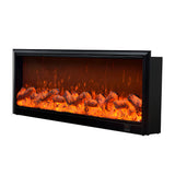 Modern Black Recessed Electric Fireplace with Remote Control and Adjustable Flame Brightness