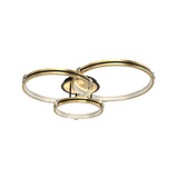 Modern Brushed Gold Circular Multi Ring LED Ceiling Light Fixture with 3 Step Color Dimming