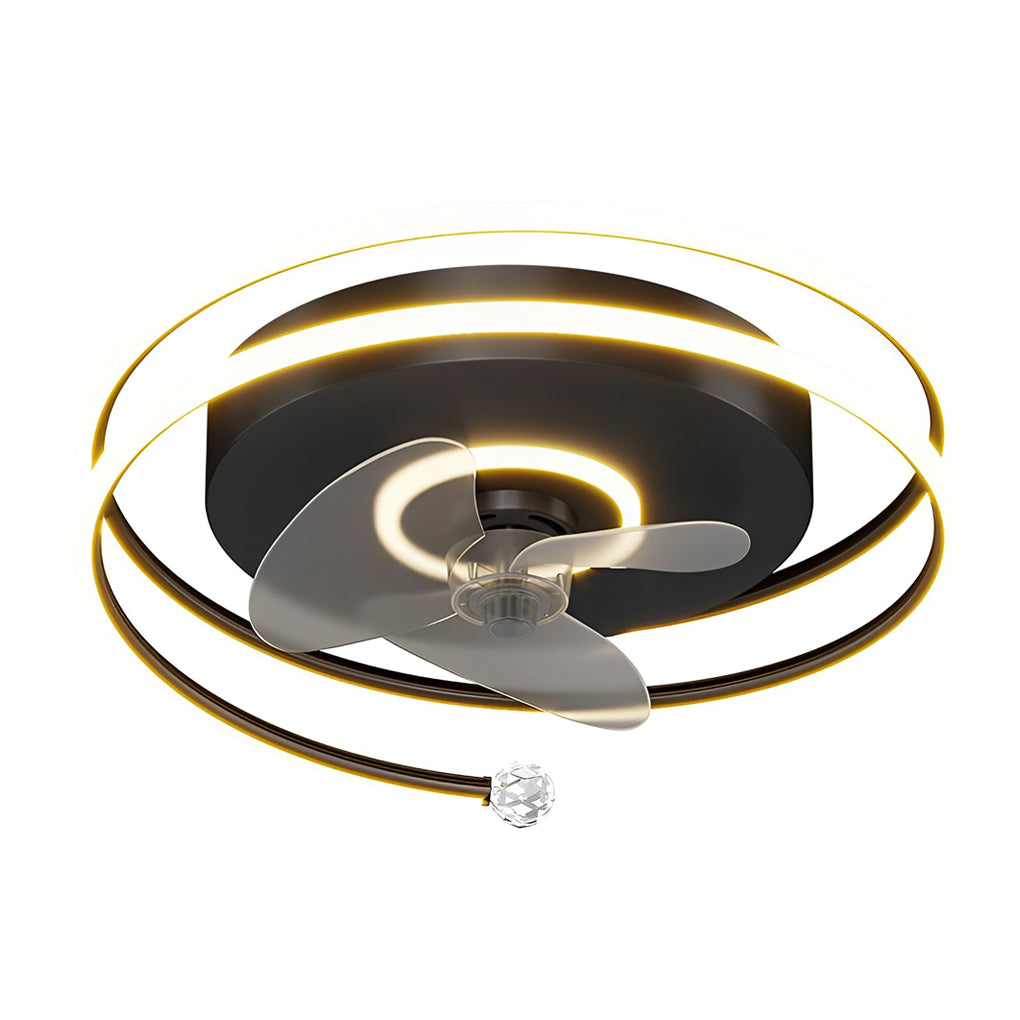 Modern 20 Inch Low Profile Bladeless Ceiling Fan with Dimmable LED Light for Bedroom and Dining Room