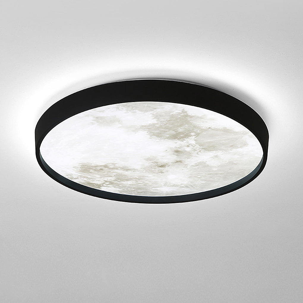 Circular Moon Inspired LED Ceiling Light Modern Flush Mount with Adjustable Color