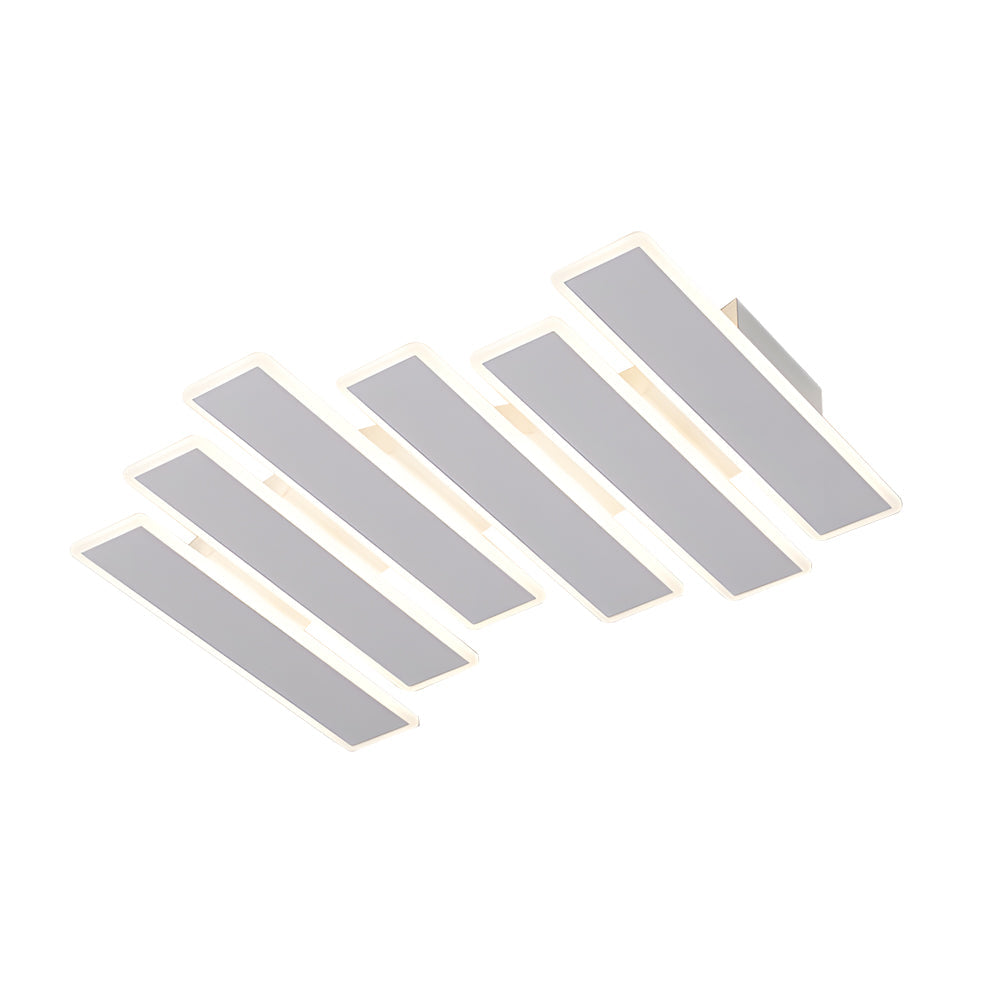 Modern White Geometric Linear LED Ceiling Light Dimmable Flush Mount with Remote Control