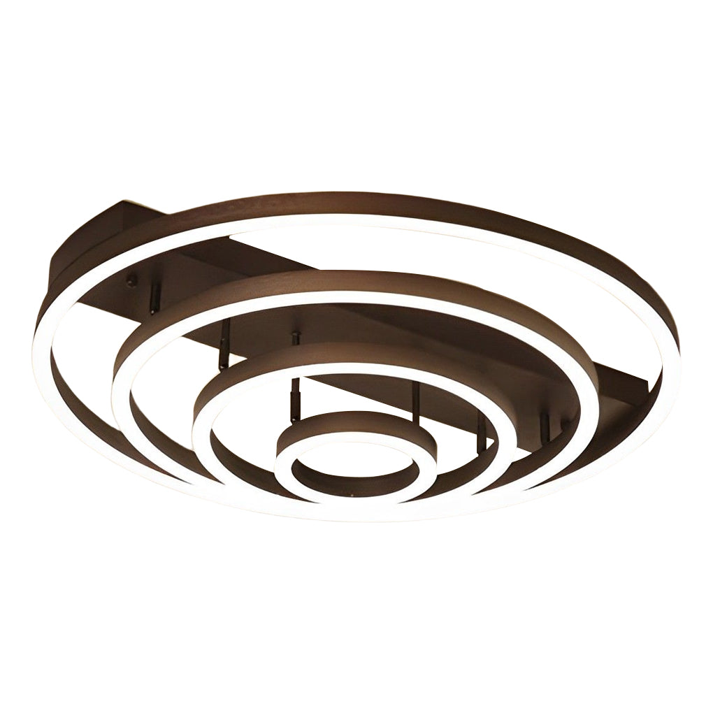 Modern Coffee Circular Tiered LED Flush Mount Ceiling Light for Living Room and Bedroom