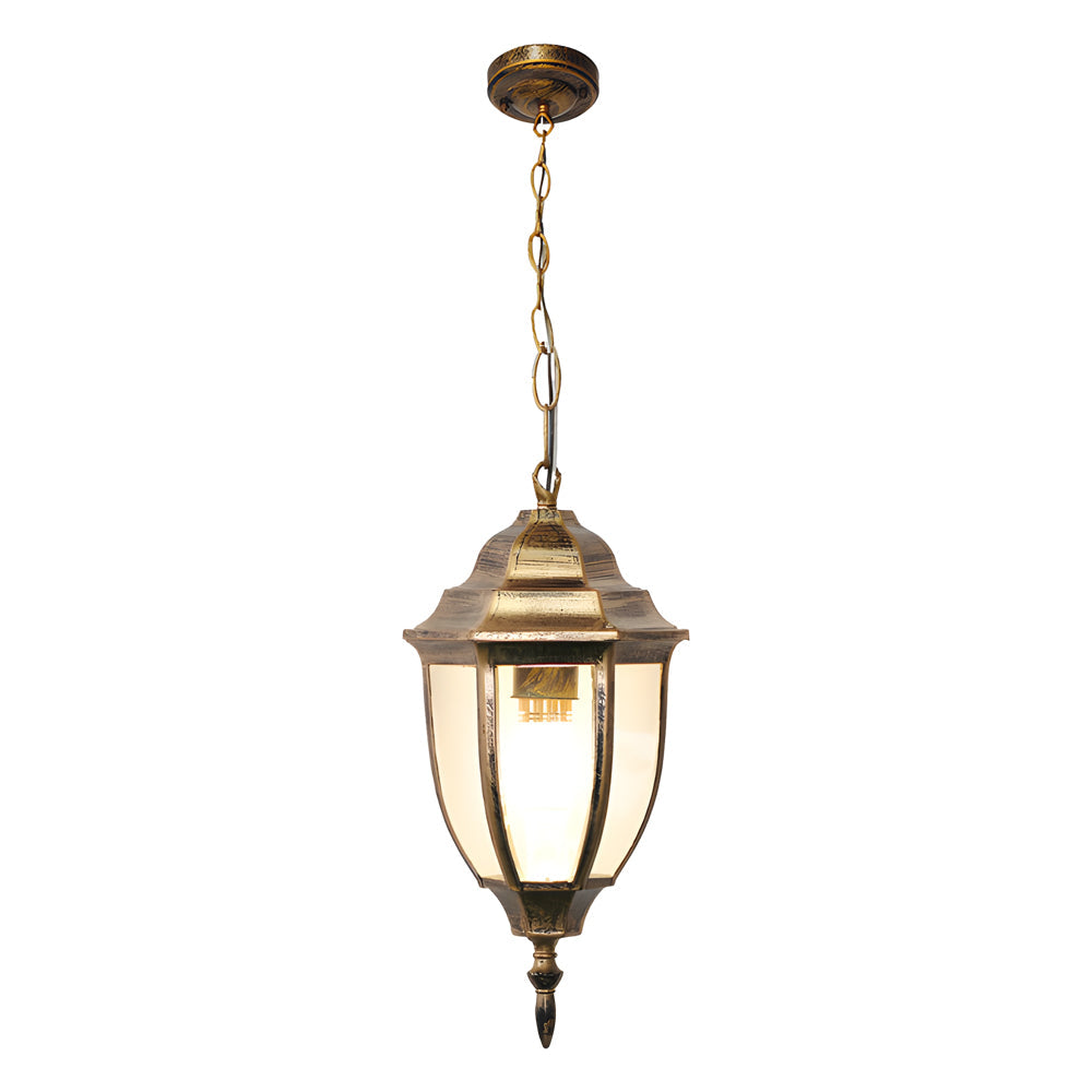 European Style Outdoor Aluminum Pendant Light Waterproof Glass Hanging Chandelier for Garden Porch