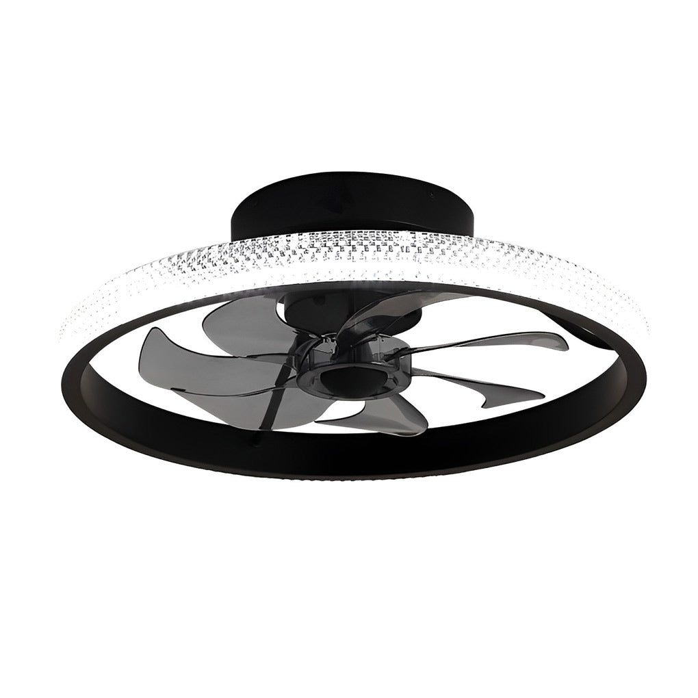 Modern Round Bladeless Ceiling Fan with Dimmable LED Light and Remote Control Mute Inverter Low Profile Fan
