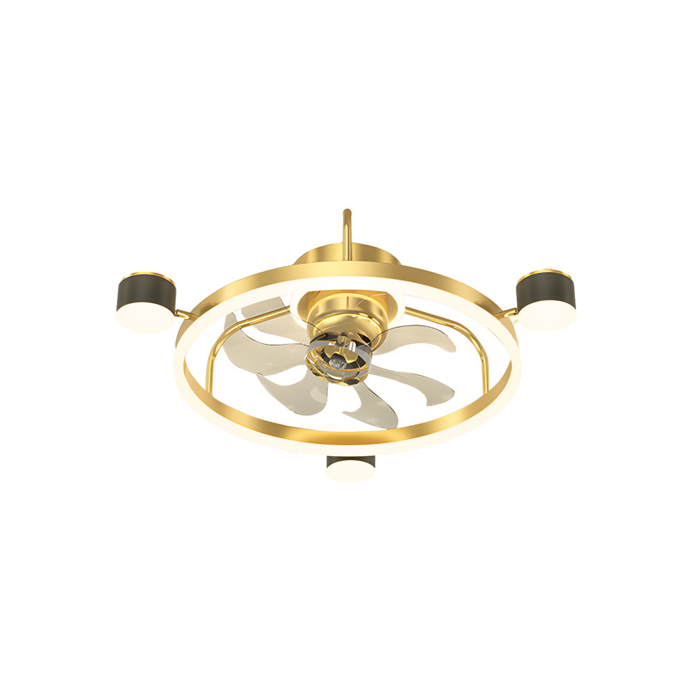 Creative Round Ceiling Fan with Moon Star Projection and 3 Color Dimming for Modern Bedrooms