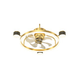 Creative Round Ceiling Fan with Moon Star Projection and 3 Color Dimming for Modern Bedrooms