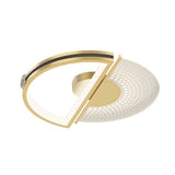 Modern Gold LED Ceiling Light with Crystal and Leather Detail 3 Step Dimming Round Flush Mount Fixture