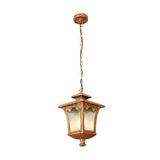 Retro Outdoor Waterproof Chandelier with Water Drop Glass Shade Elegant Hanging Light for Patio
