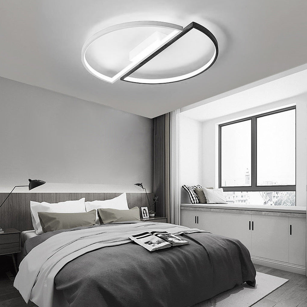 Modern Semi Circle LED Flush Mount Ceiling Light Dimmable Geometric Lighting for Bedrooms and Living Rooms