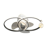 Modern 2 Ring LED Ceiling Fan with 3 Color Dimming for Bedroom Living Room Black and Gold