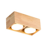 Modern Japanese Wood Cube LED Spotlight Flush Mount Ceiling Light for Aisle and Bedroom