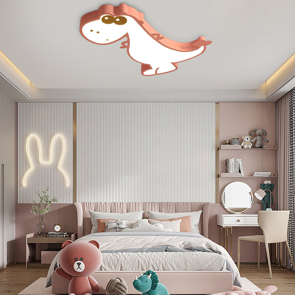 Modern Dinosaur LED Ceiling Lamp Dimmable Flush Mount Lighting for Kids Bedroom and Playroom