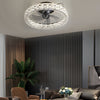 Modern 23.6 Inch Crystal Flush Mount Ceiling Fan with Dimmable LED and Remote Control Black Finish