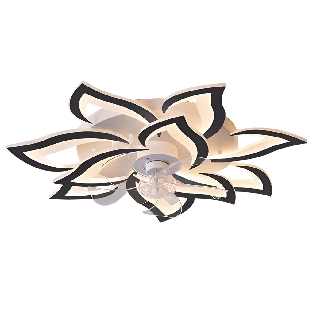 Modern Nordic Flower Shaped LED Ceiling Fan with Three Step Dimming and Timed Shutdown