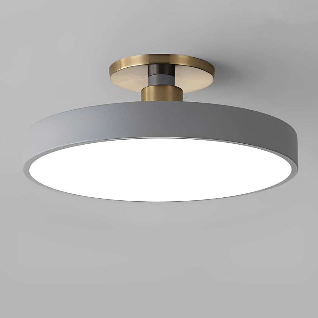 Round LED Semi Flush Mount Ceiling Light for Modern Bedrooms and Living Rooms Nordic Minimalist Fixture