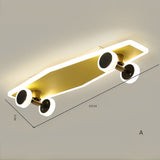 Creative Gold Skateboard Shaped LED Flush Mount Ceiling Light for Kids Room Dimmable Lighting