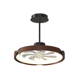 Modern Wood LED Bladeless Ceiling Fan with 3 Step Dimming and Smart App Control