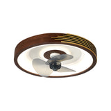 Modern 20 Inch Walnut Flush Mount Ceiling Fan with Dimmable LED Light and 6 Speed Remote